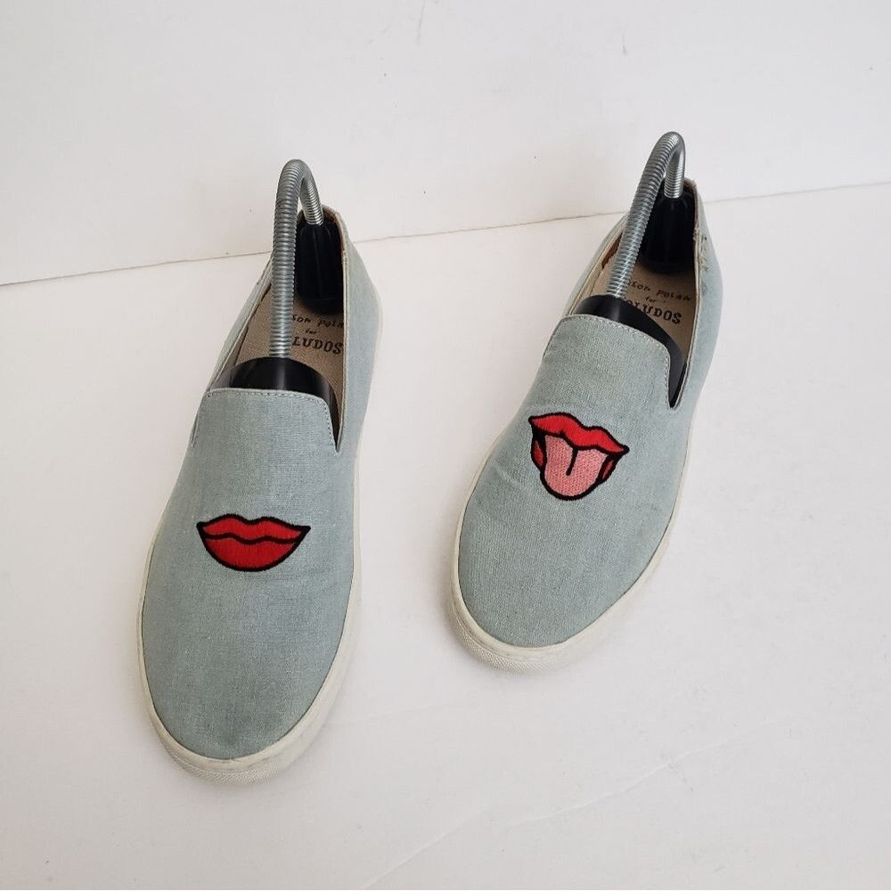 Soludos x Jason Polan Lips Embroidery Valentines Day Slip On Sneakers Si…